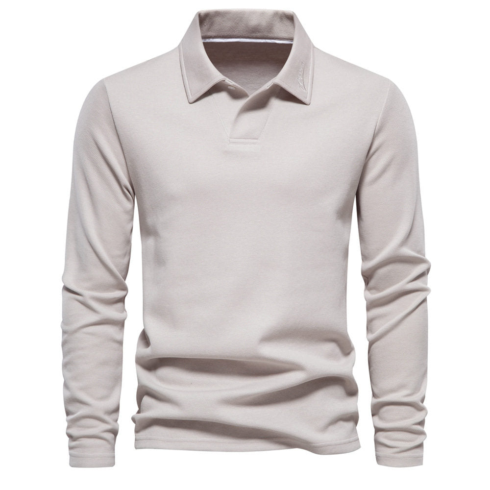 Men's Polo T-Shirt Long-Sleeved Polo Collar Sweatshirt Trendy European Size Men's Casual Versatile Sweatshirt