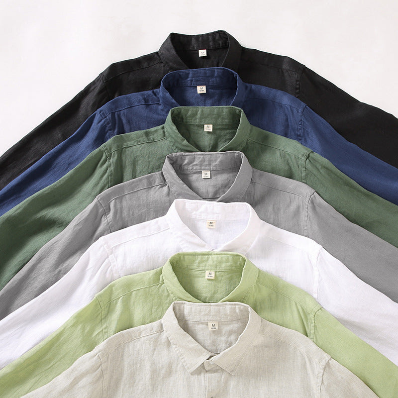 Spring linen shirt with long sleeves
