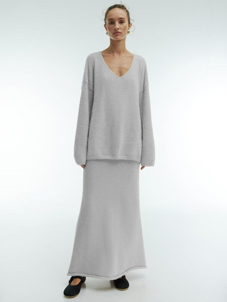 Knitted sweater and skirt set