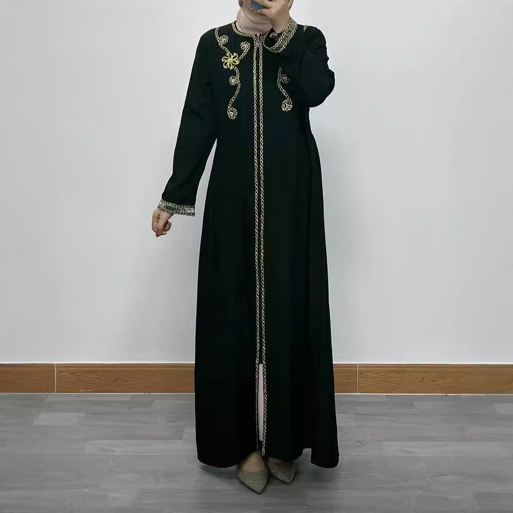 Embroidered floral dress and long robe