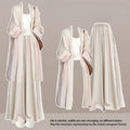 Women's pants suit - Three-piece set cardigan, camisole, and culotte trousers