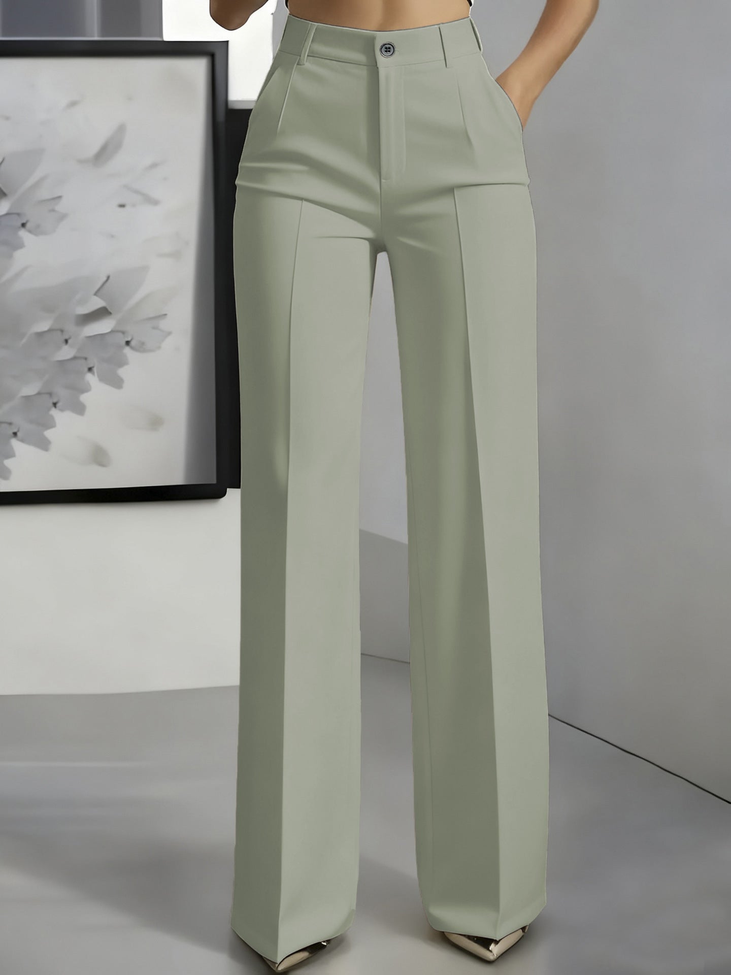 Women's High Waisted Straight Leg Suit Pants