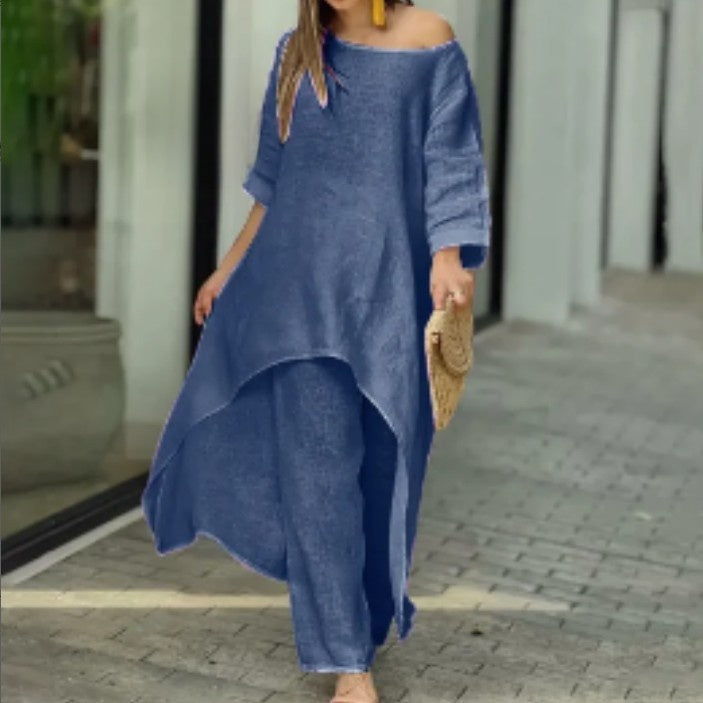 Women's Cotton Linen Casual Two-Piece Set