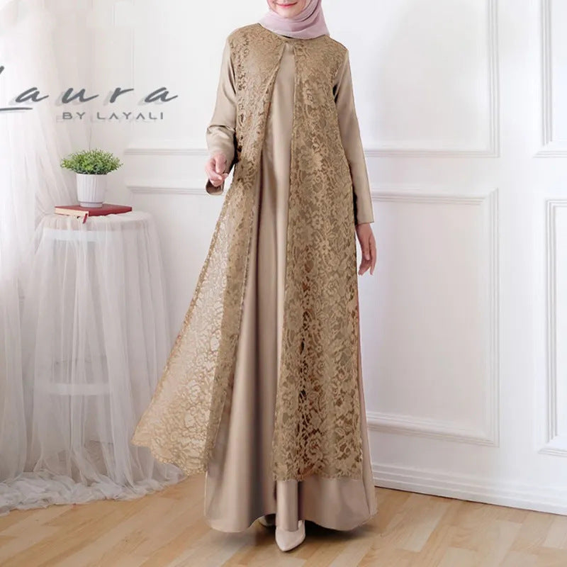 Long robe-style pullover dress