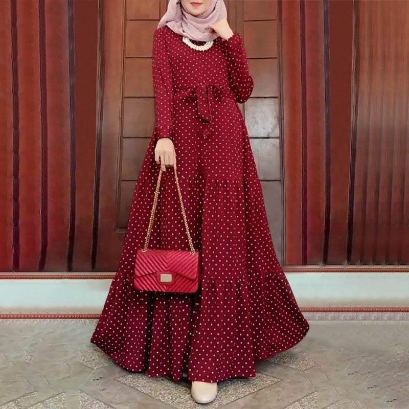 Dot-patterned elegant dress or robe