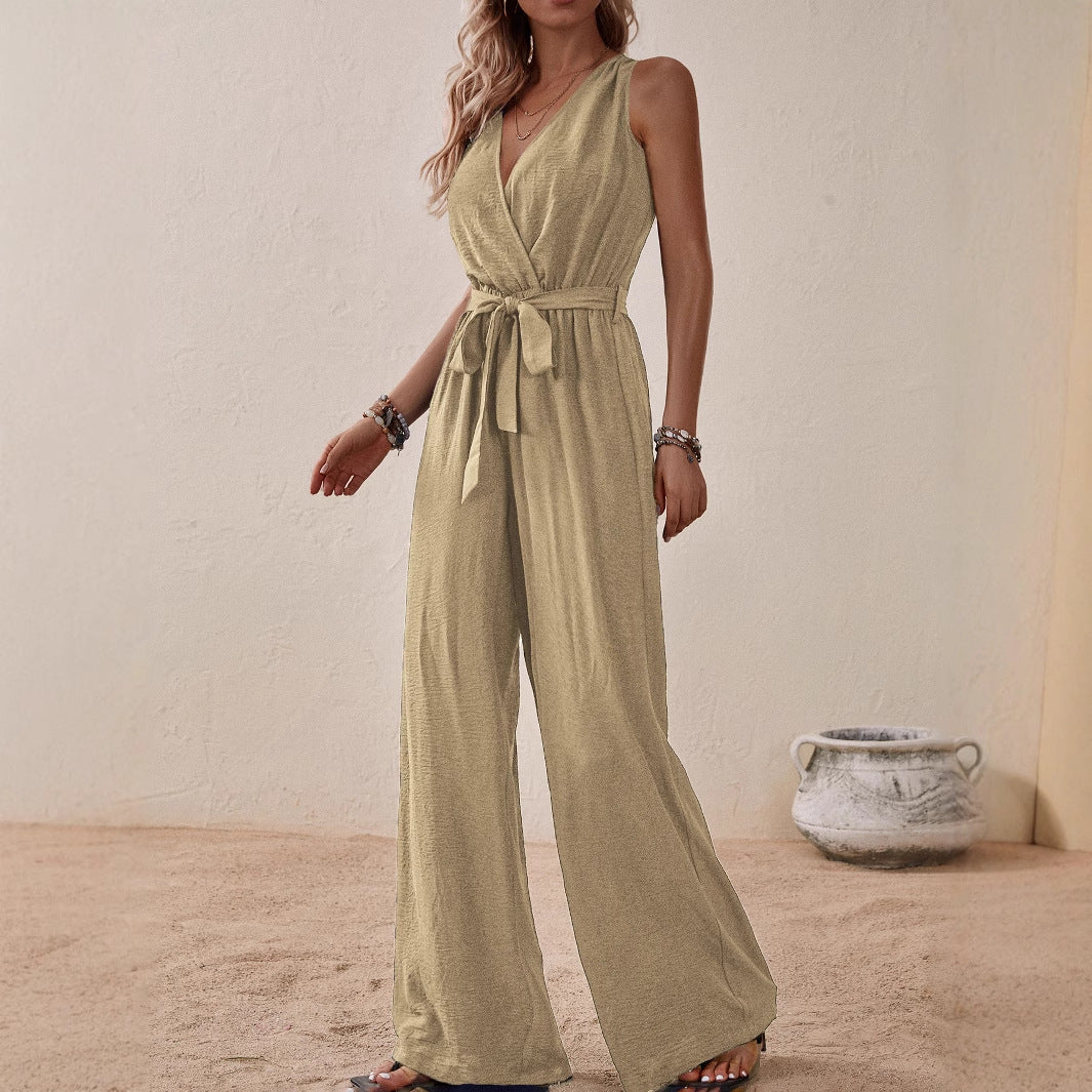 Strappy High Waist Sleeveless Jumpsuit