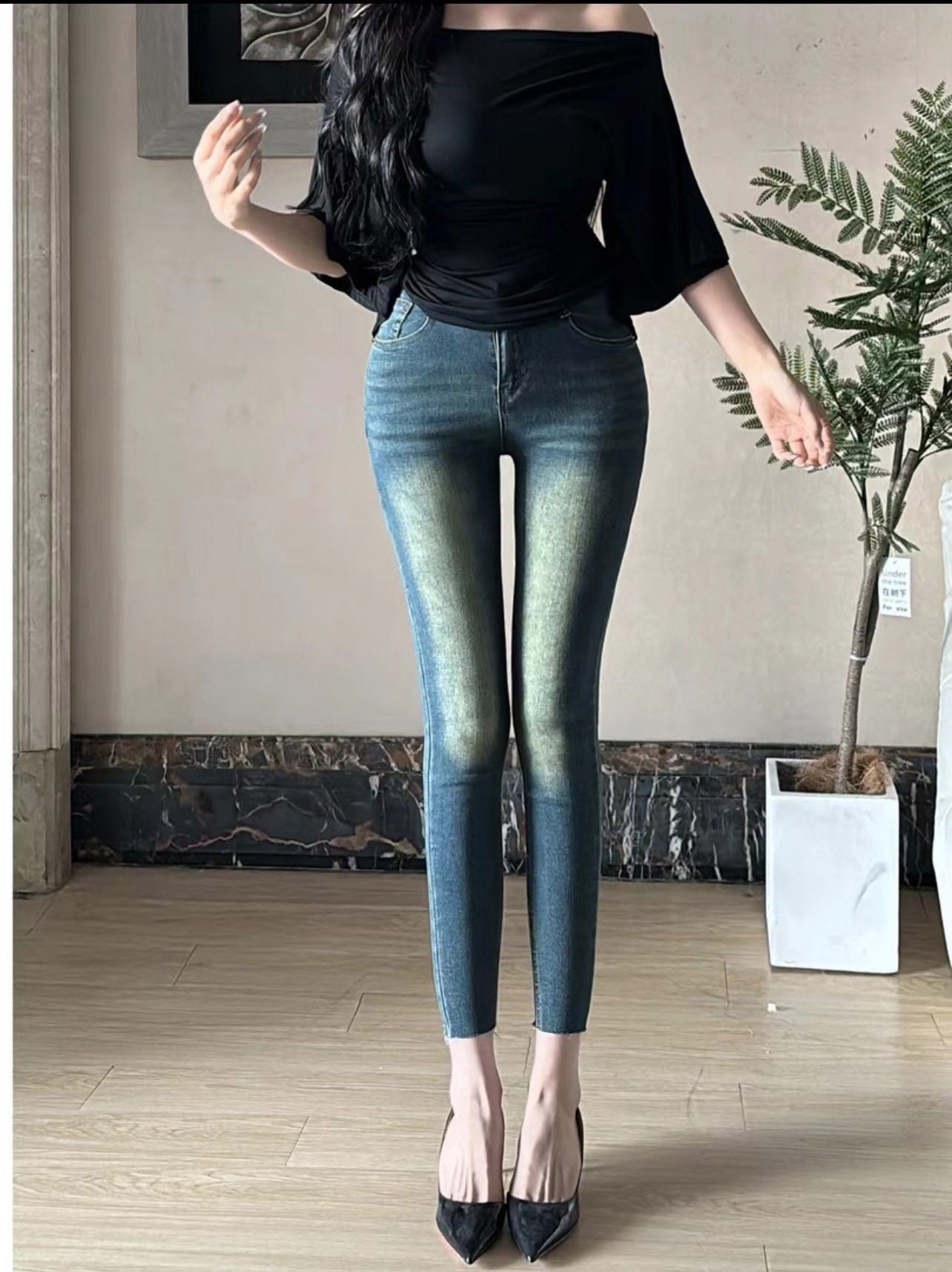 High Waist Stretch Denim Jeans