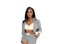 Women's Stylish Lapel Striped Long Sleeve Shirt and Shorts Suit