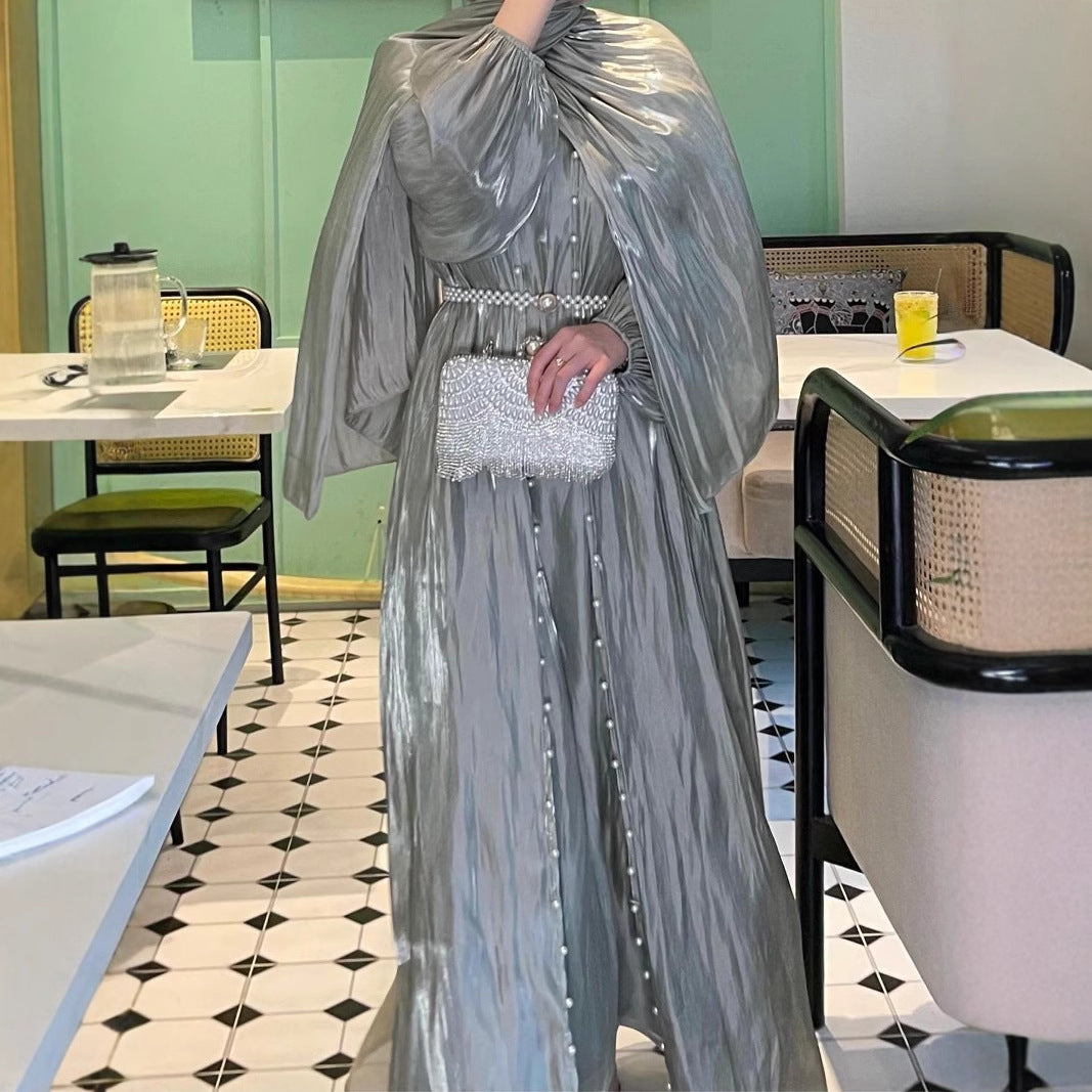 Flowing fabric three-piece dress robe