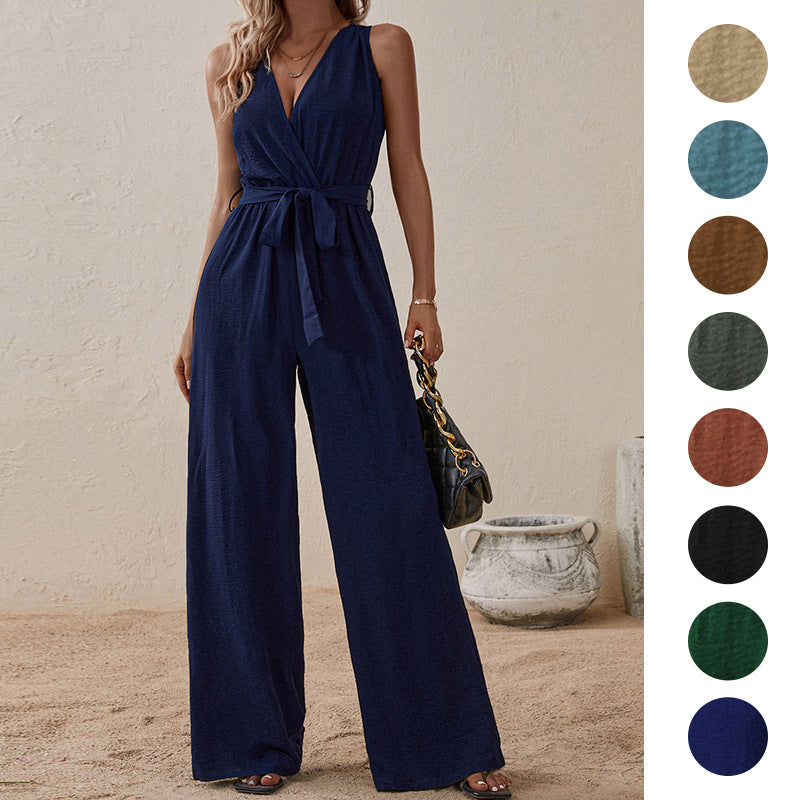 Strappy High Waist Sleeveless Jumpsuit