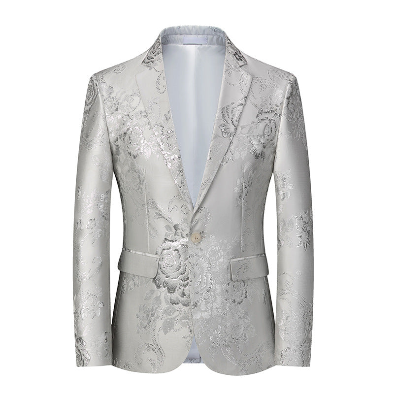 Slim Fit Floral Print Men's Suit Jacket