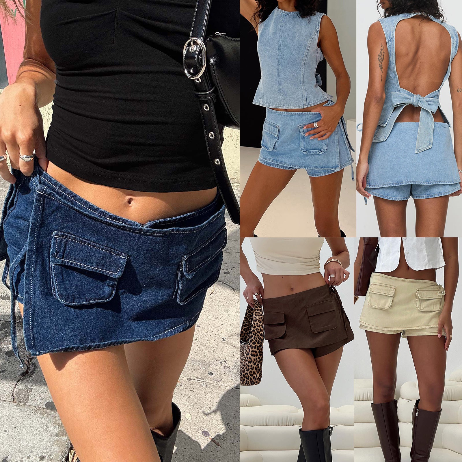 American Retro High Waist Denim Culottes
