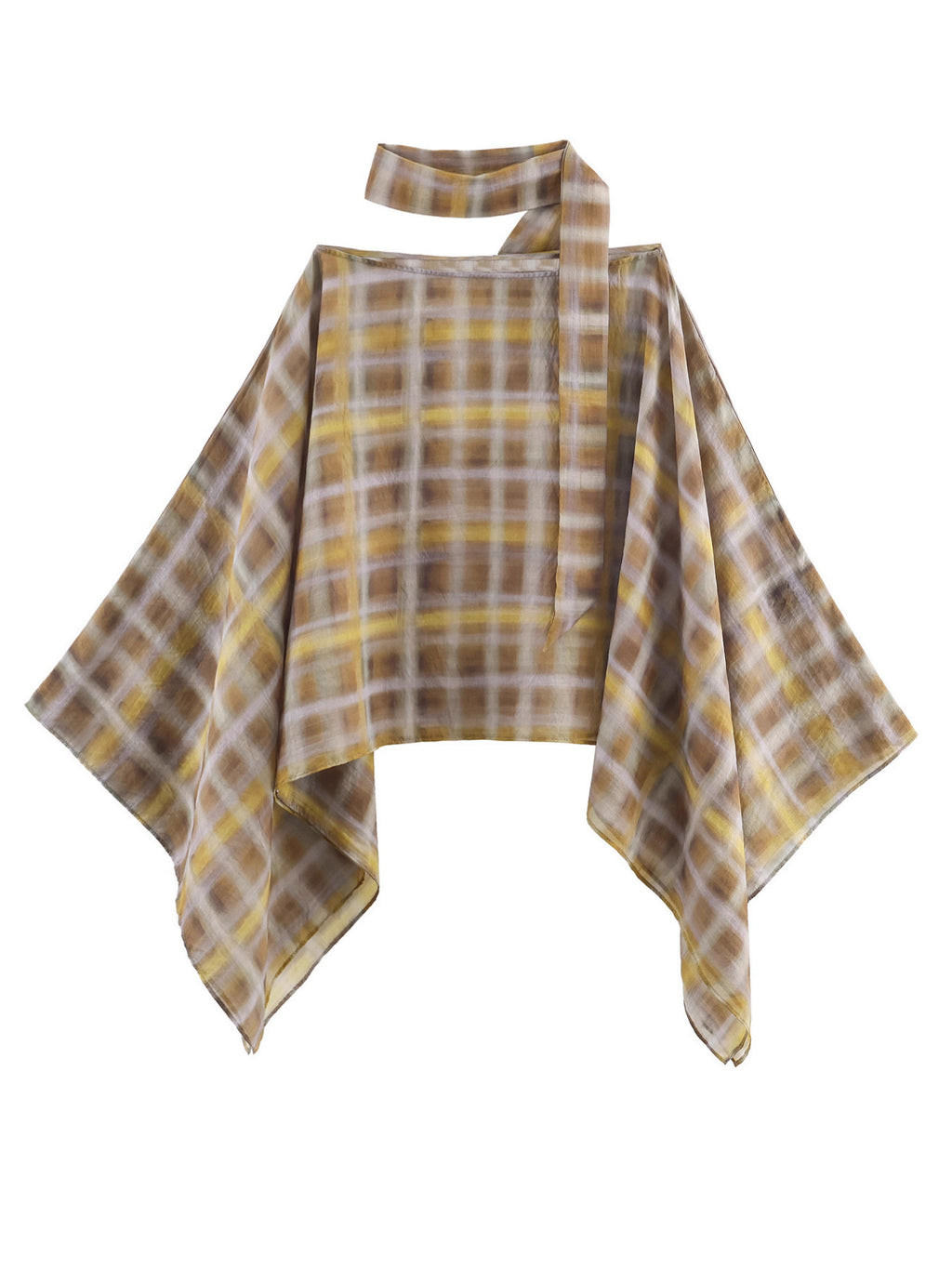 Plaid Cape Top and Midi Skirt Set