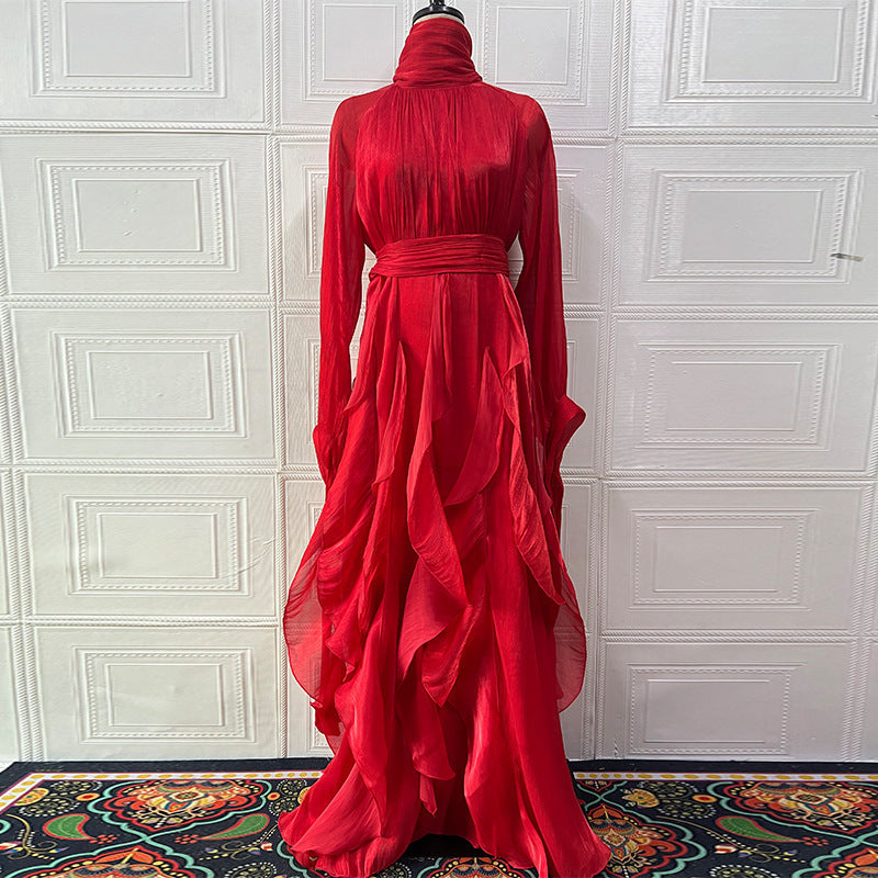 Elegant Ruffled Slim Dress