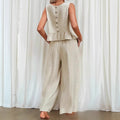 Sleeveless pleated vest casual set