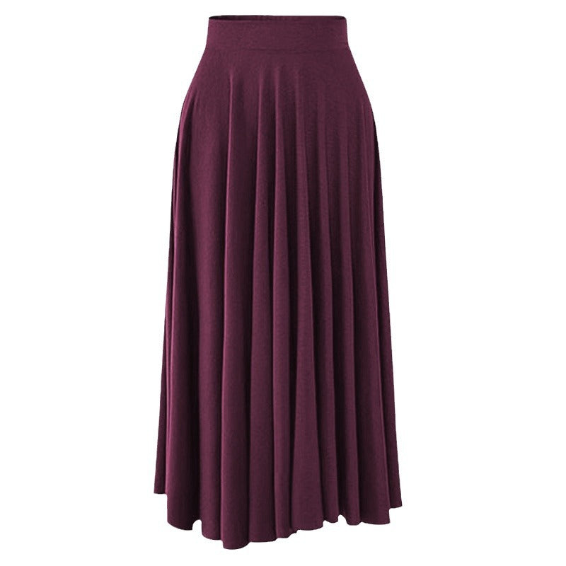 Modal Elastic Waist Pleated Midi Skirt