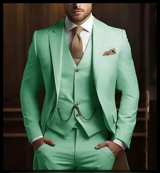 Slim Fit Men's Suit Three-Piece Set