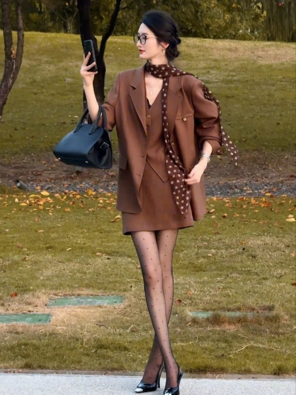 Retro Vest Skirt Suit - Three-Piece Suit Skirt Set