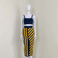 Sleeveless Striped Two-Piece Set - Skirt and Top