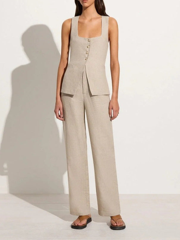 Cotton Sleeveless Vest and Pants Set