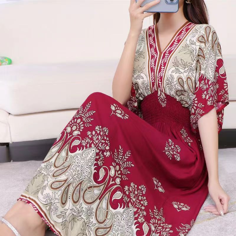 V-neck beach vacation dress