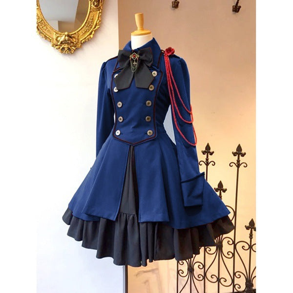 Belted long-sleeved ruffled dress