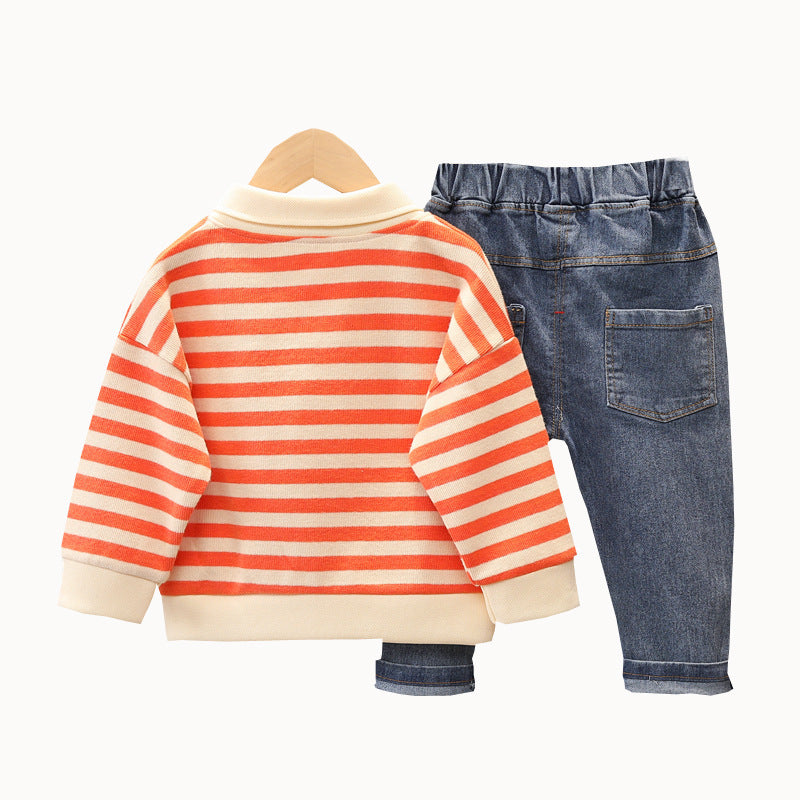 Children's Striped Polo Shirt and Pants Set
