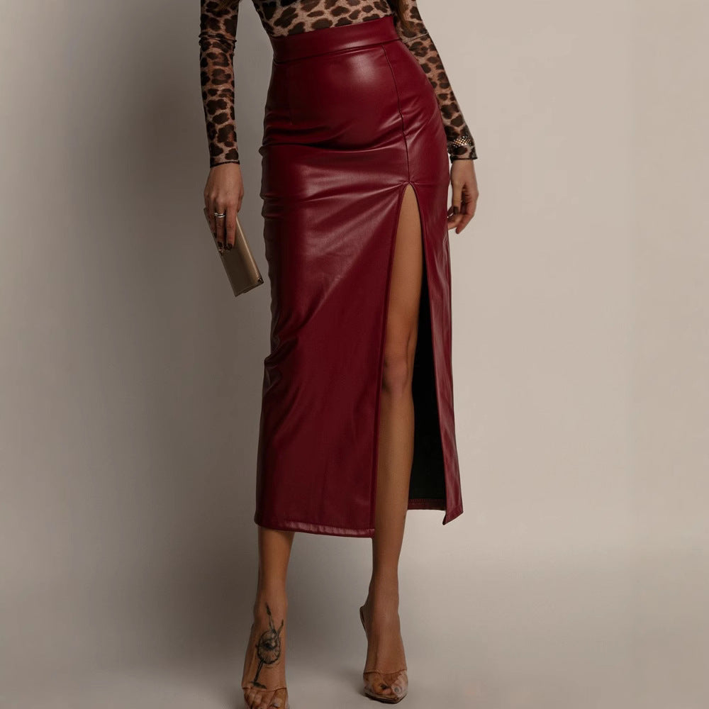 Leather Slit Skirt