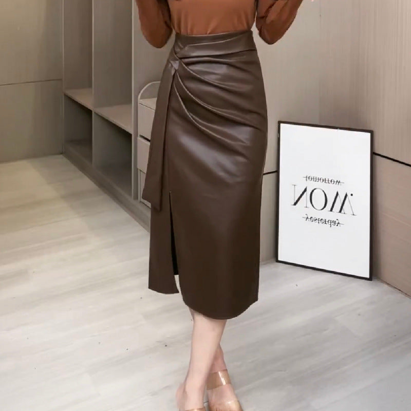 Design-inspired A-line leather skirt