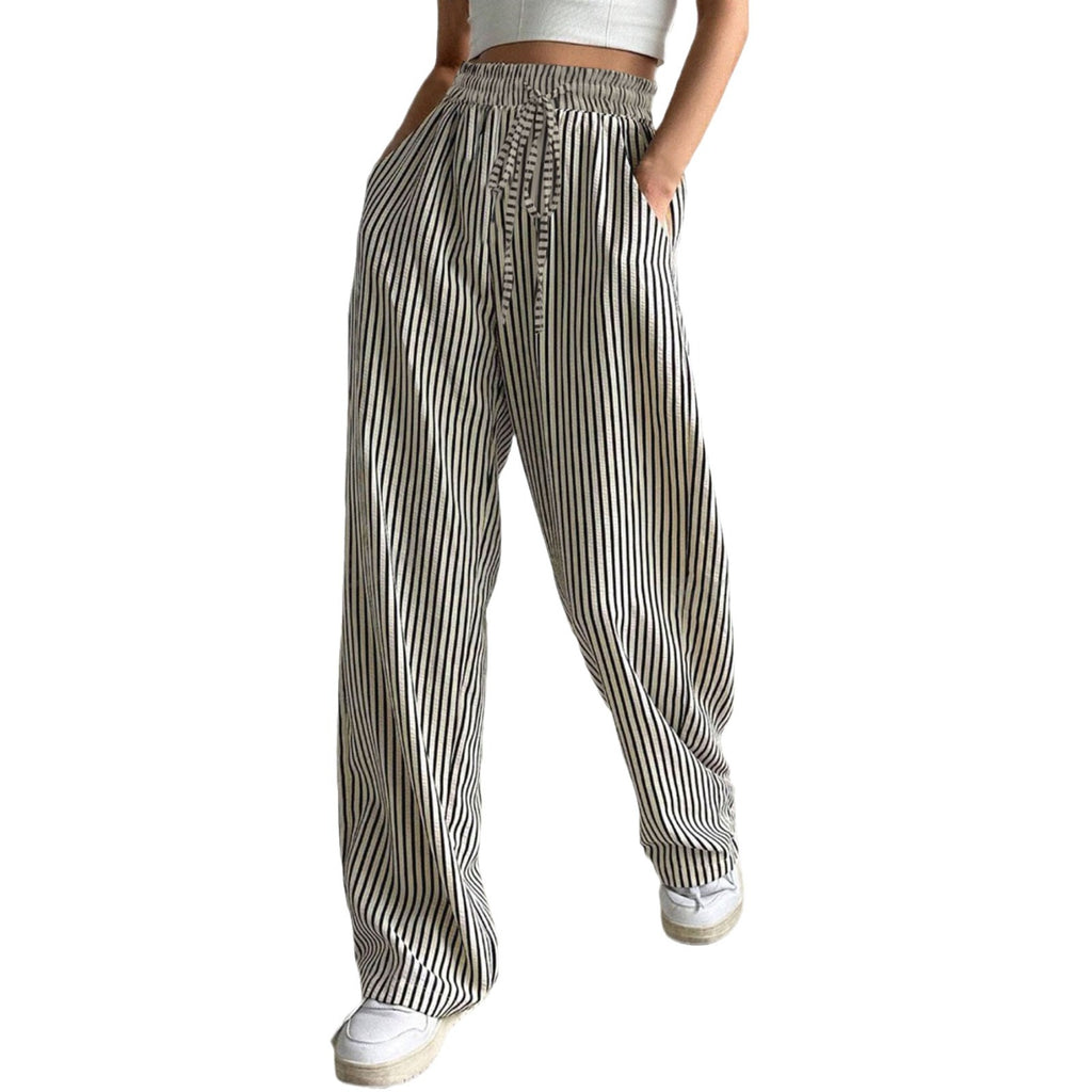 Striped casual trousers and straight-leg pants for women