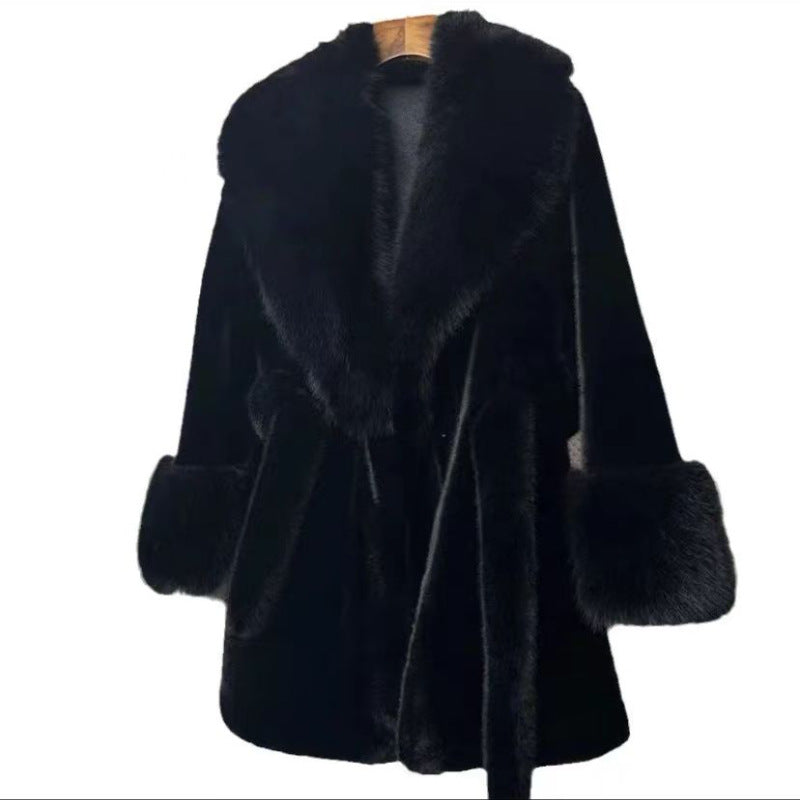 Women's Long Fur Collar Coat