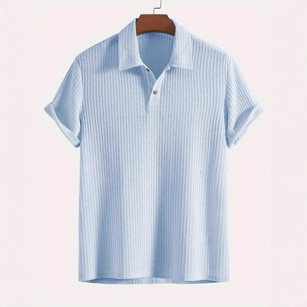 Men's top lapel diamond-patterned knitted polo cedar