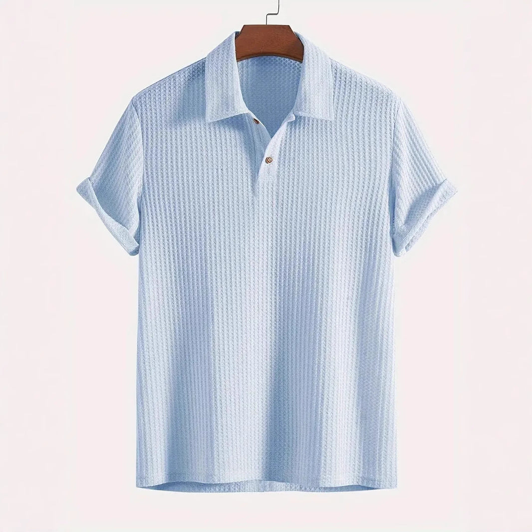 Men's top lapel diamond-patterned knitted polo cedar