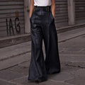 Flared High Waist PU Leather Pants