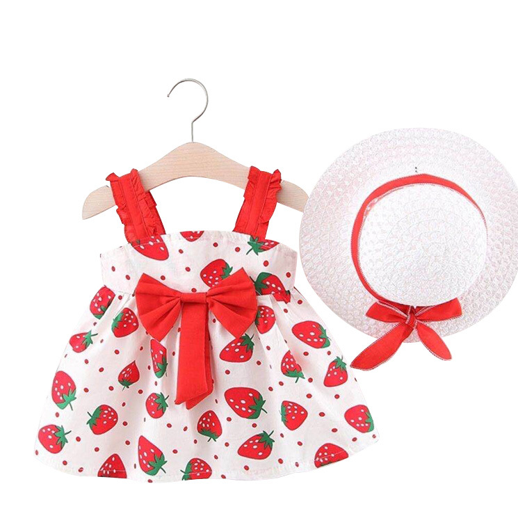 Girls' Floral Summer Dress with Hat