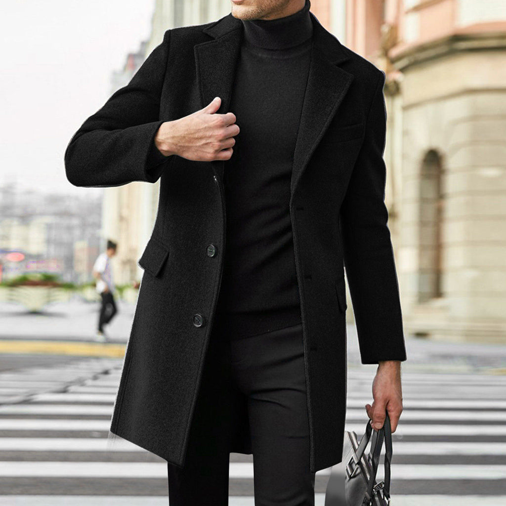 Men's Mid-Length Single-Breasted Trench Coat