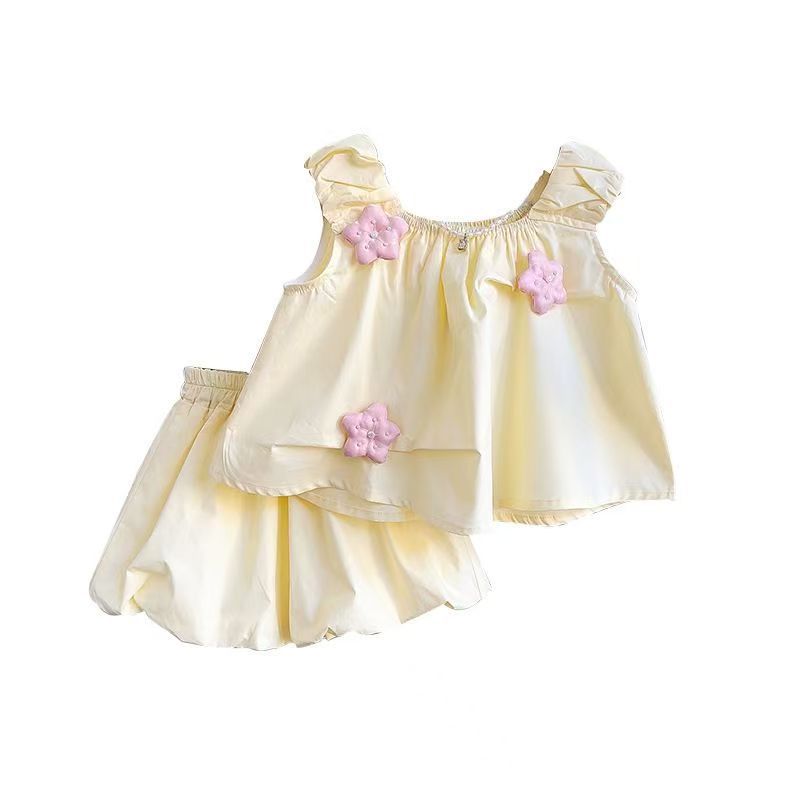 Girls' Floral Sleeveless Top and Shorts Set