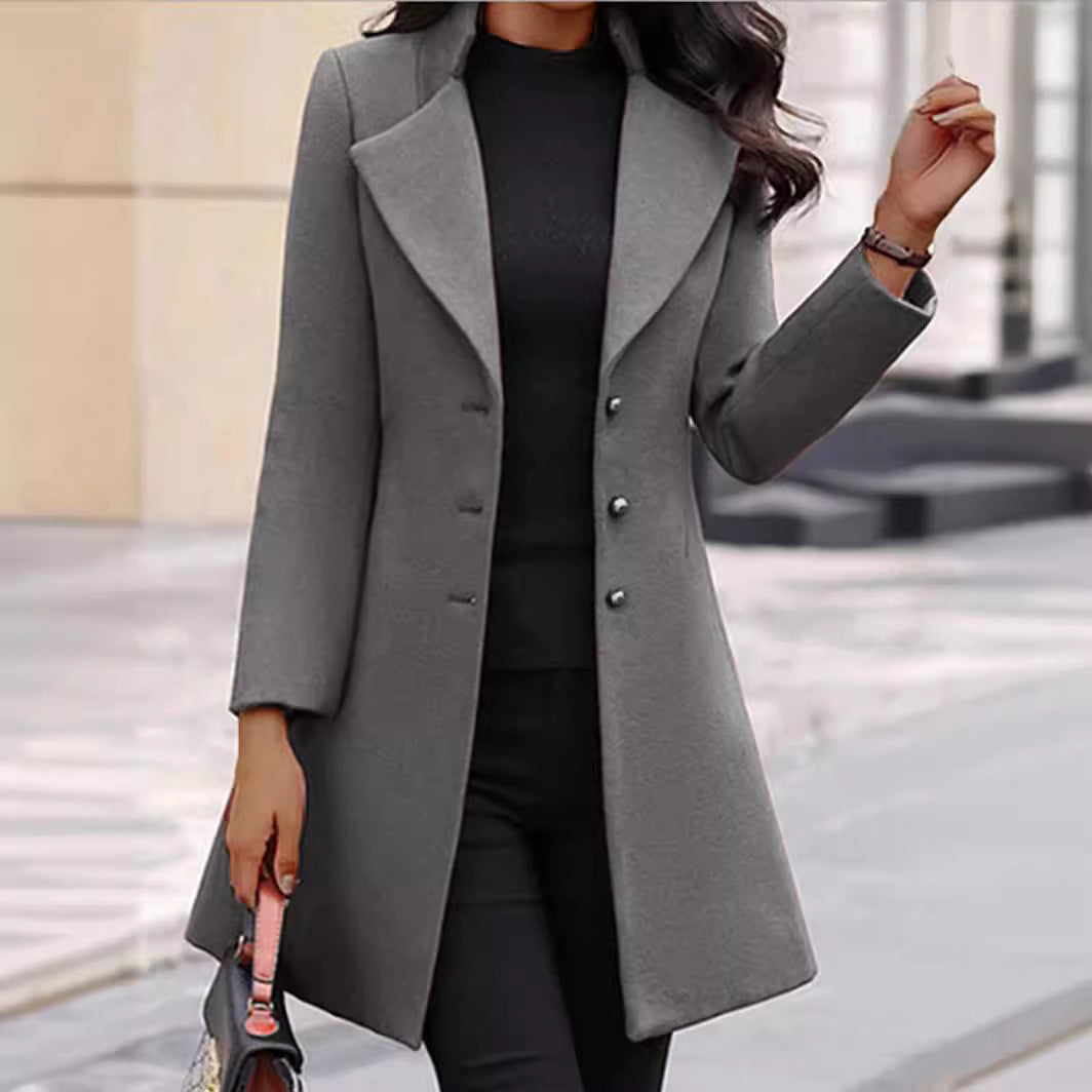 Women's Slim Fit Mid-Length Wool Coat