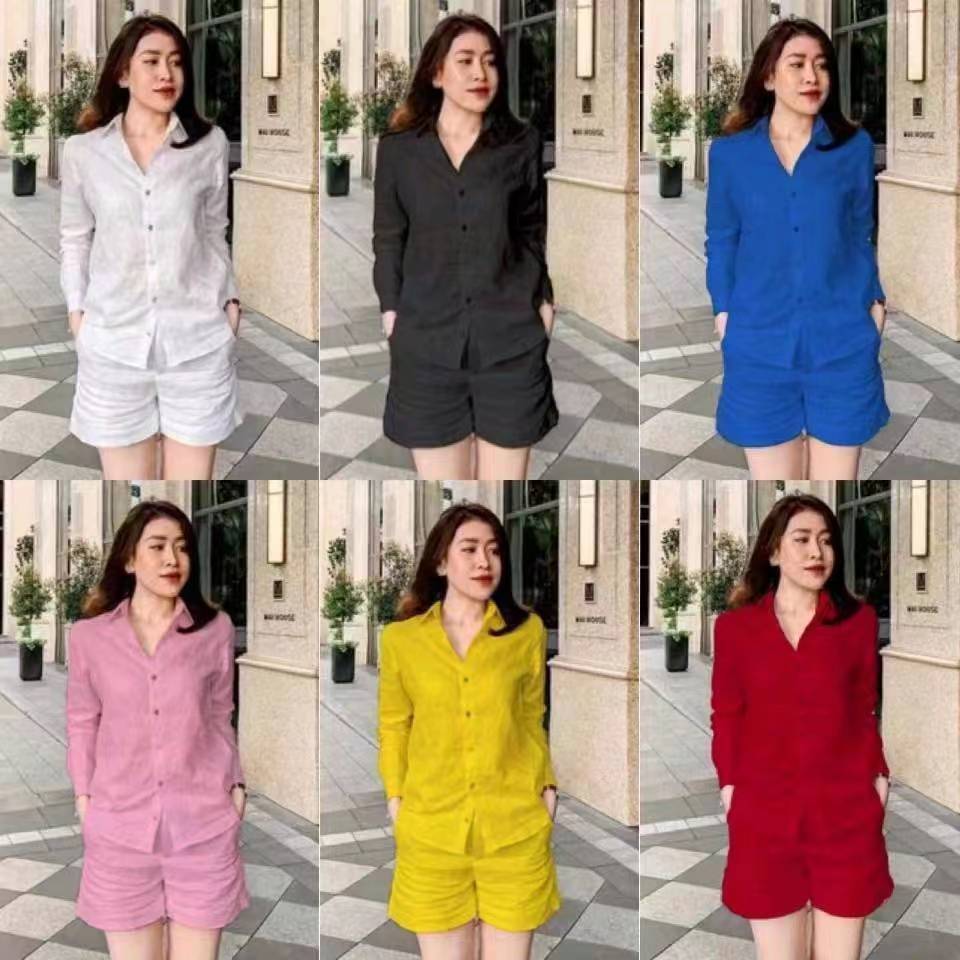 Plus Size Cotton Linen Casual Shirt and Pants Set