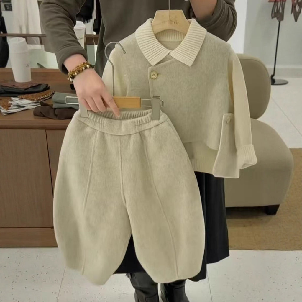 Kids' Wool Blend Vest and Pants Set