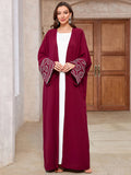 Embroidered cardigan robe with bat sleeves