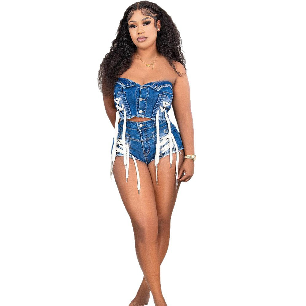 European style women's jeans set