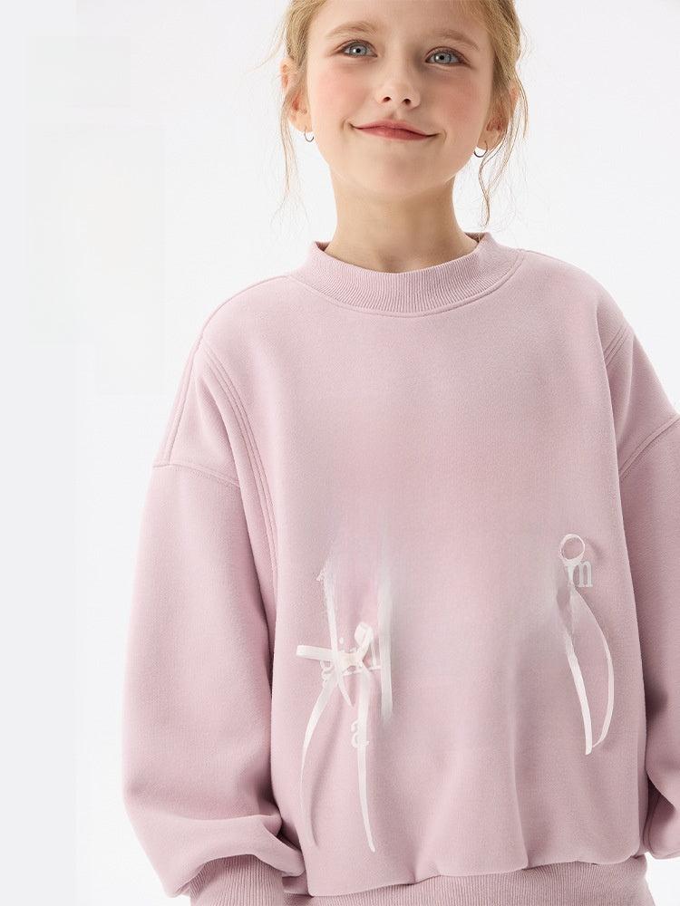Girls' fleece-lined and thickened sweatshirt