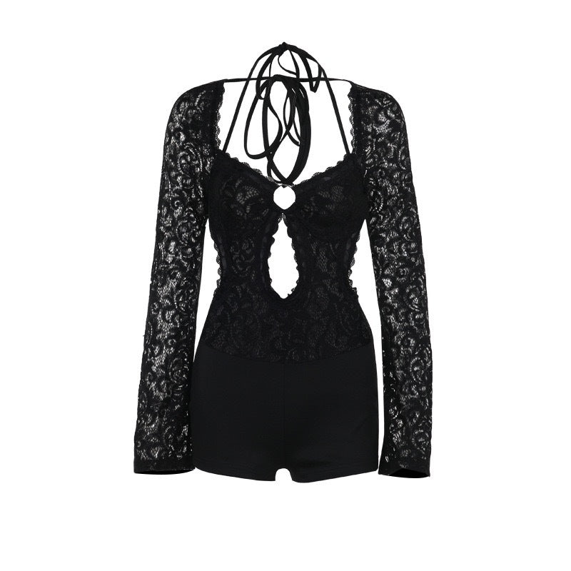 Elegant Long-Sleeved Lace Jumpsuit