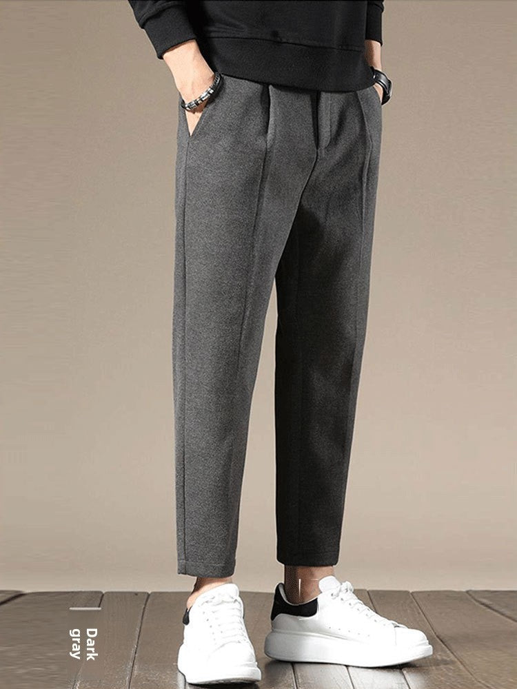 Men's Straight Leg Wool Casual Trousers