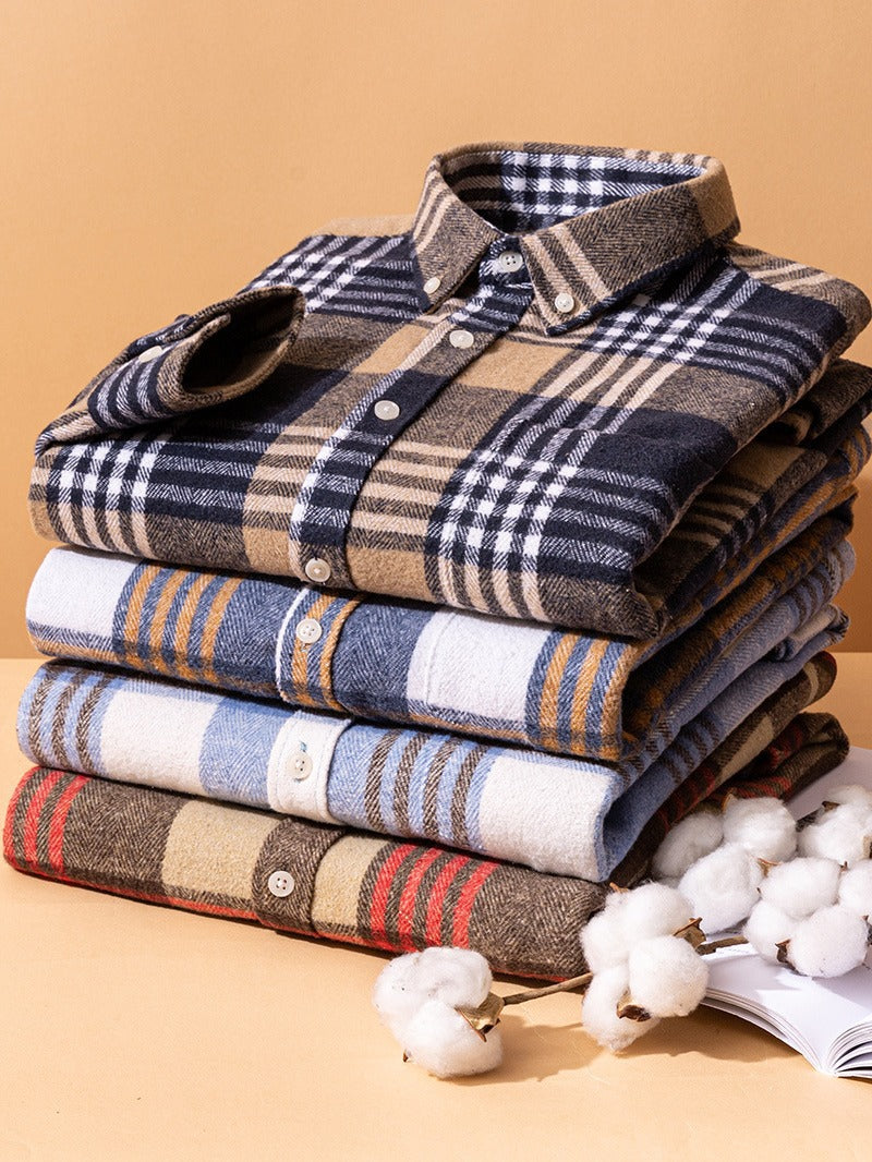 Men's Vintage Plaid Long Sleeve Shirt