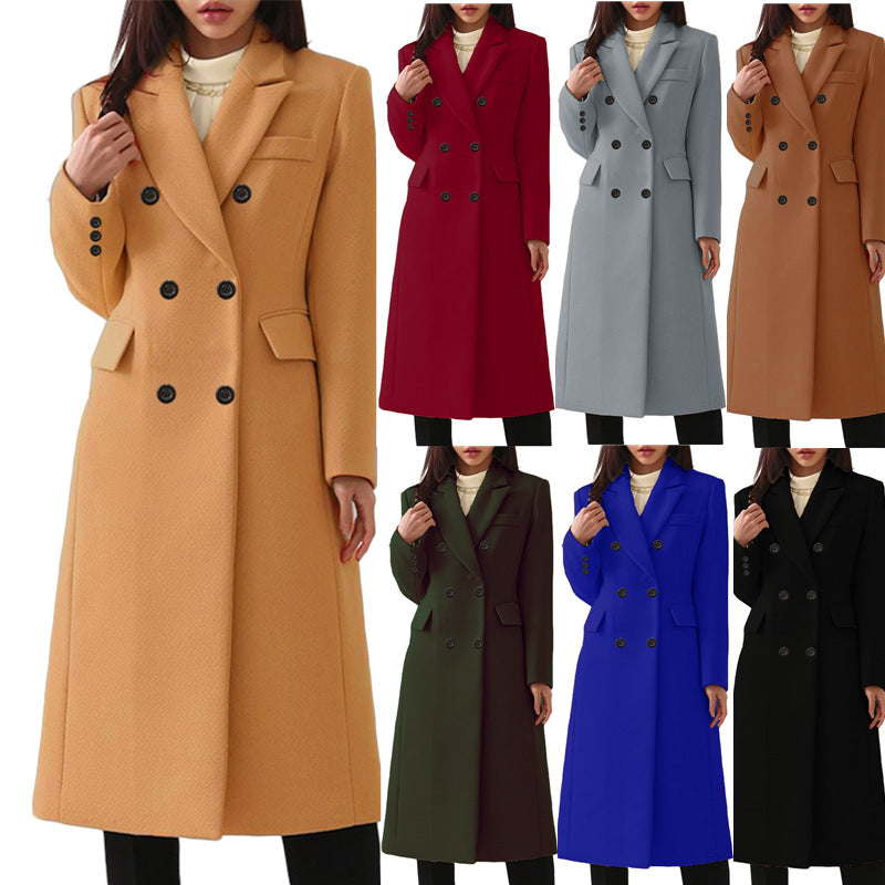 Long Women's Woolen Coat