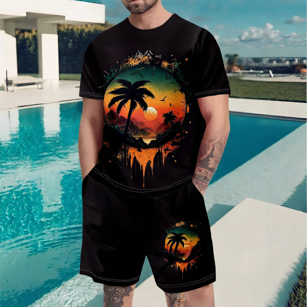 Printed shorts and short sleeves