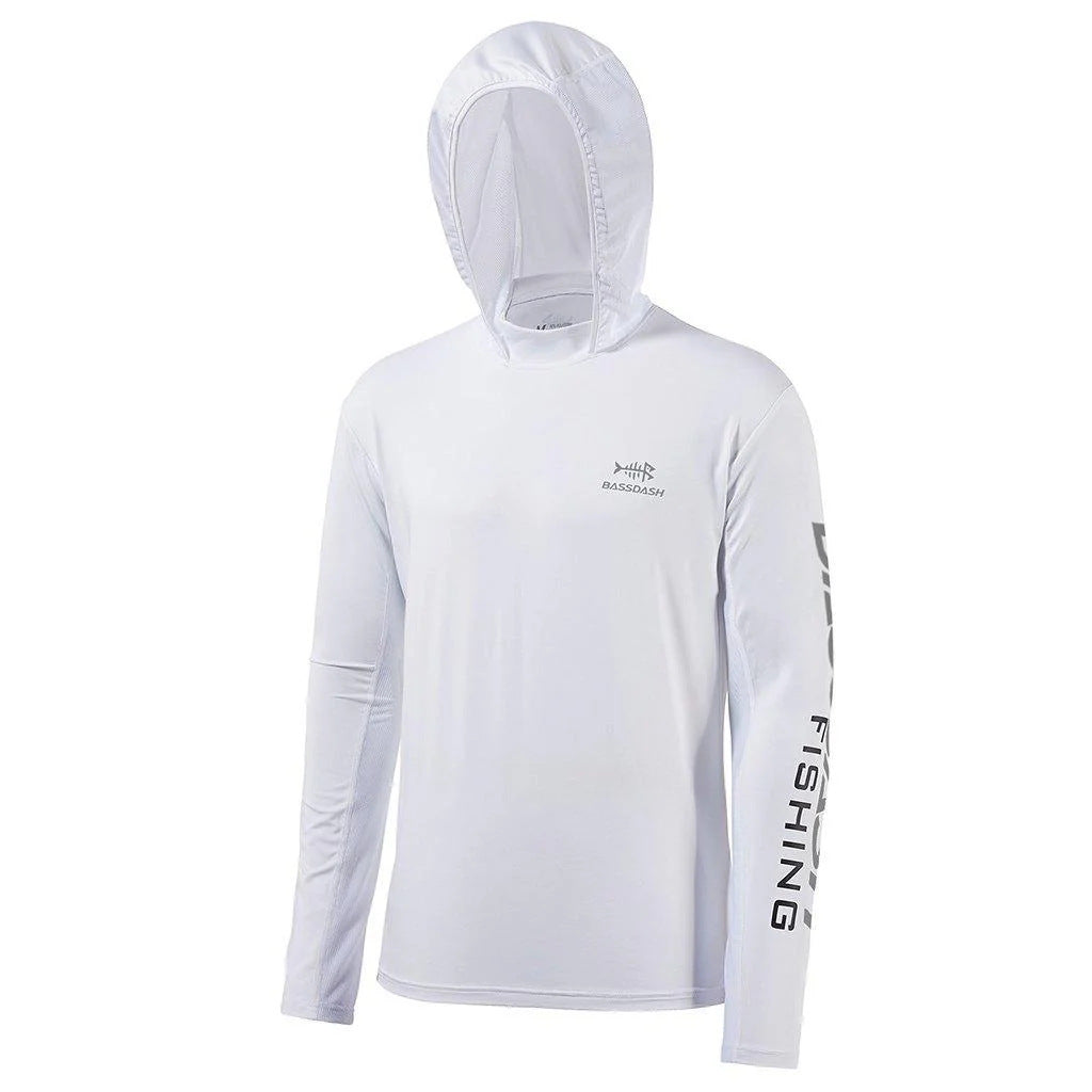 Men's long-sleeved hooded fishing shirt with UV protection