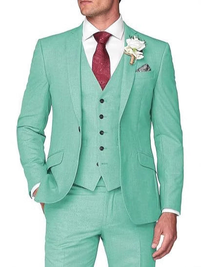 Men's Three-Piece Slim Fit Suit for Business and Wedding
